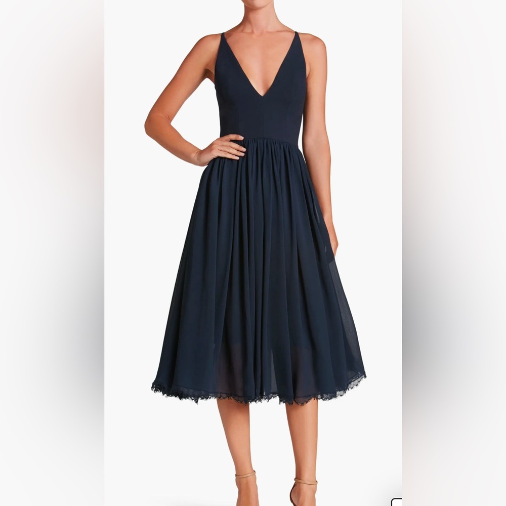 Dress the Population Alicia Mixed Media Midi Dress - Size Large